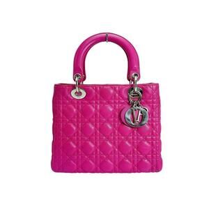 CHRISTIAN DIOR Pink Lambskin Leather Shoulder Bag